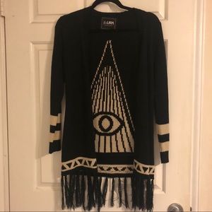 Super good deal!! Black and Cream Fringe Cardigan!